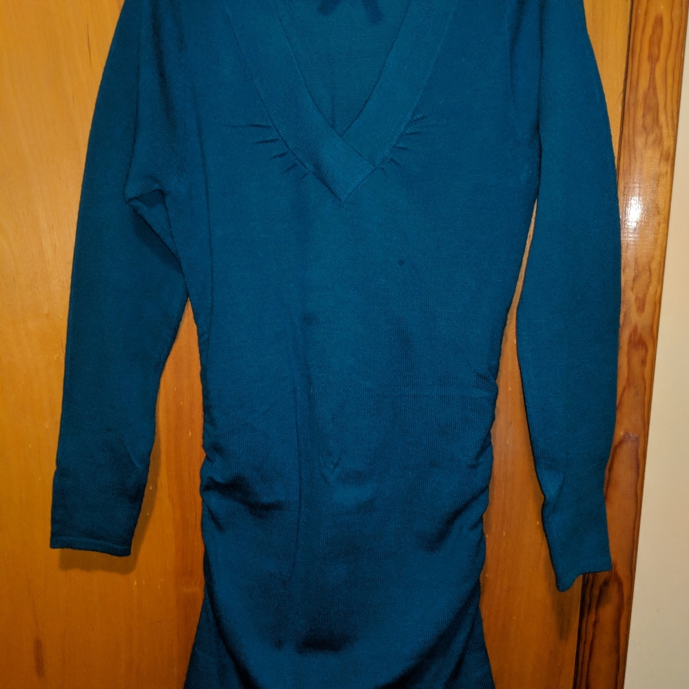 Peacock blue sweater dress